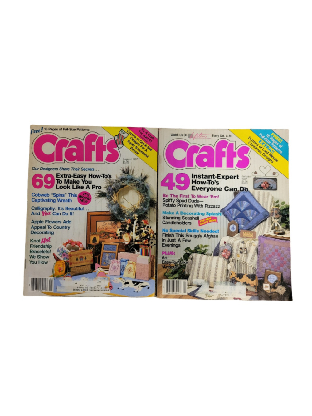 Vintage 1987 Crafts Magazine Lot of 2 January August Full Size Patterns 80s DIY